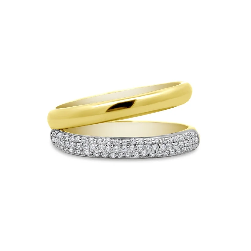 Women's rings radiant-stone-Gold & Pave Split Band