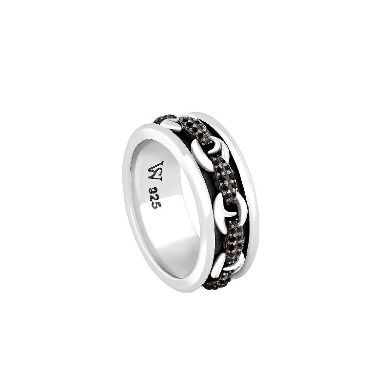 Women's rings creative-chic-Black Sapphire Spinning Band