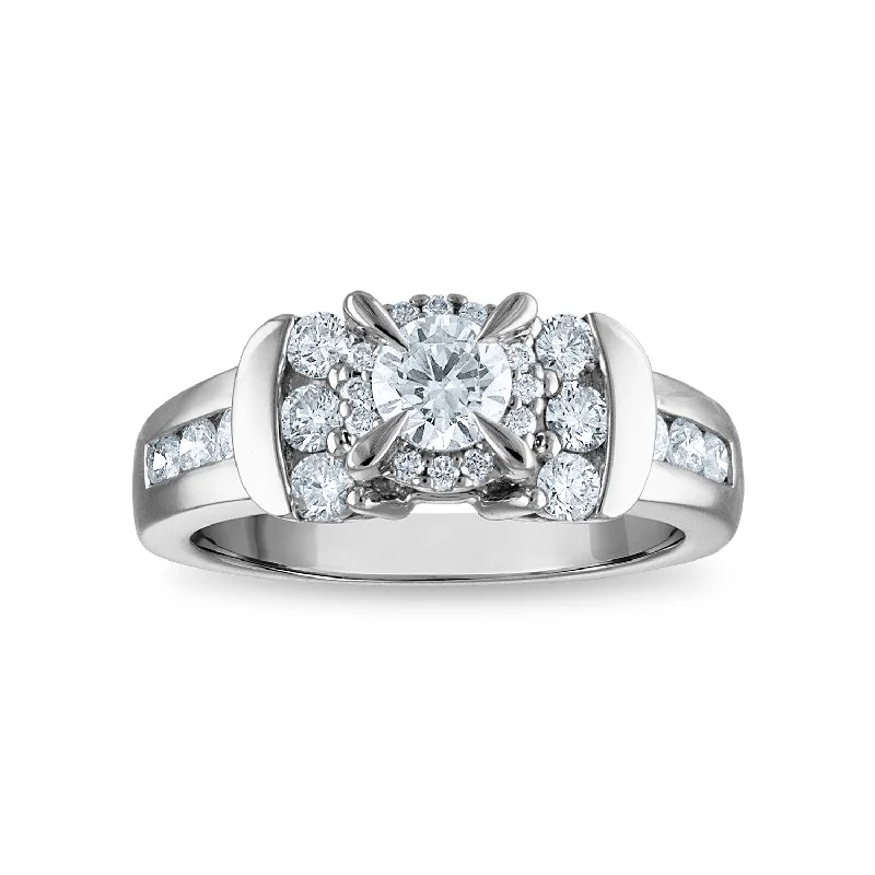 Women's engagement rings radiant-platinum-Signature Diamond Dreams 1 CTW Diamond Engagement Ring in 14KT White Gold