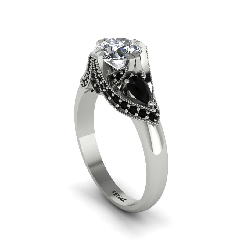 Women's engagement rings dazzling-design-Diamond Vintage Round Cut Engagement Ring - Kali No. 33