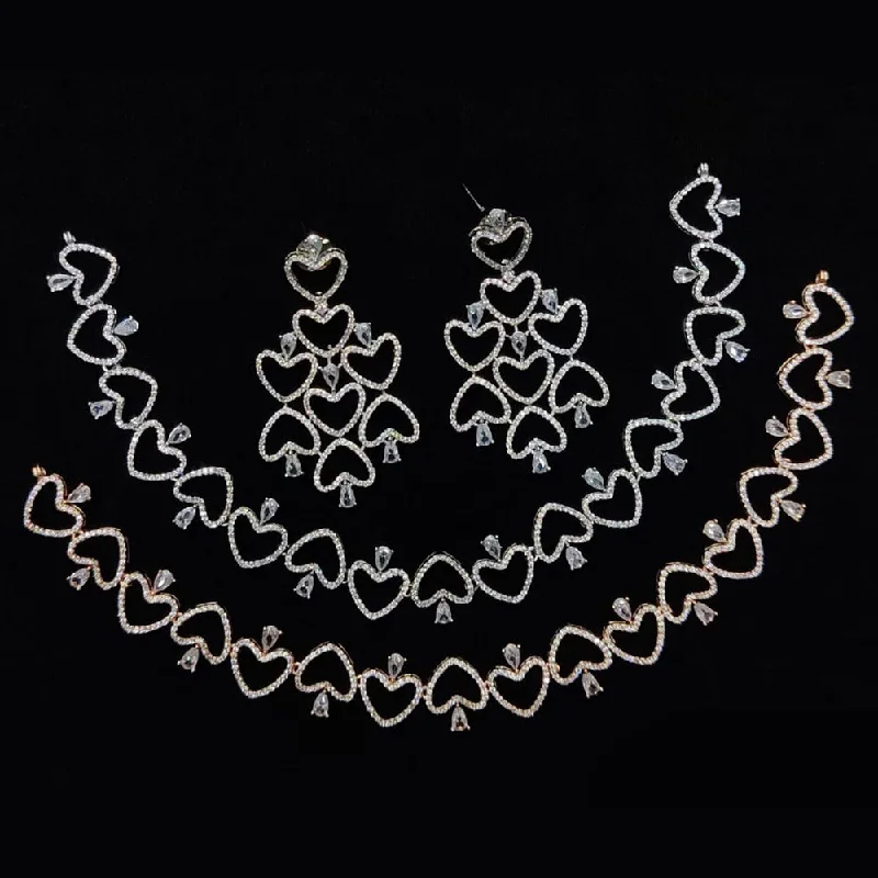 Women's necklaces fine-design-Kavita Art American Diamond Necklace Set