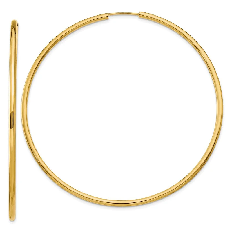 Women's earrings gentle-design-2mm x 65mm 14k Yellow Gold Polished Round Endless Hoop Earrings