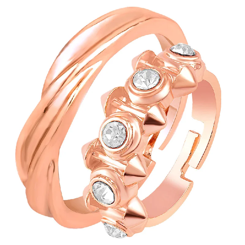 Women's rings high-silver-Darshana Jewels Rose Gold Plated  Adjustable Couple Ring