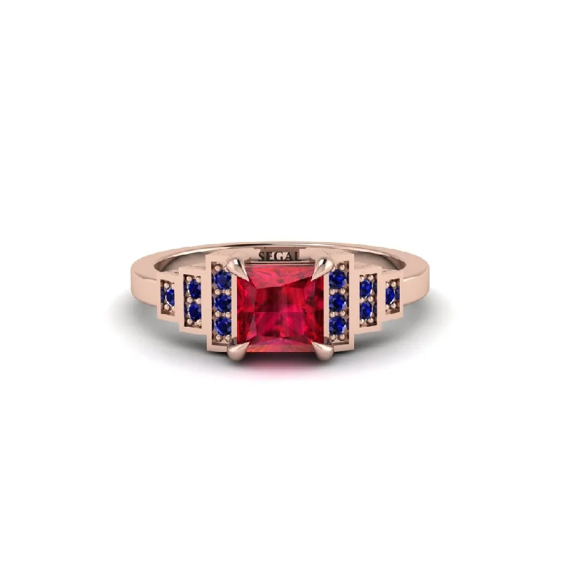 Women's engagement rings white-gold-Ruby Geometric Princess Cut Engagement Ring - Thea No. 71