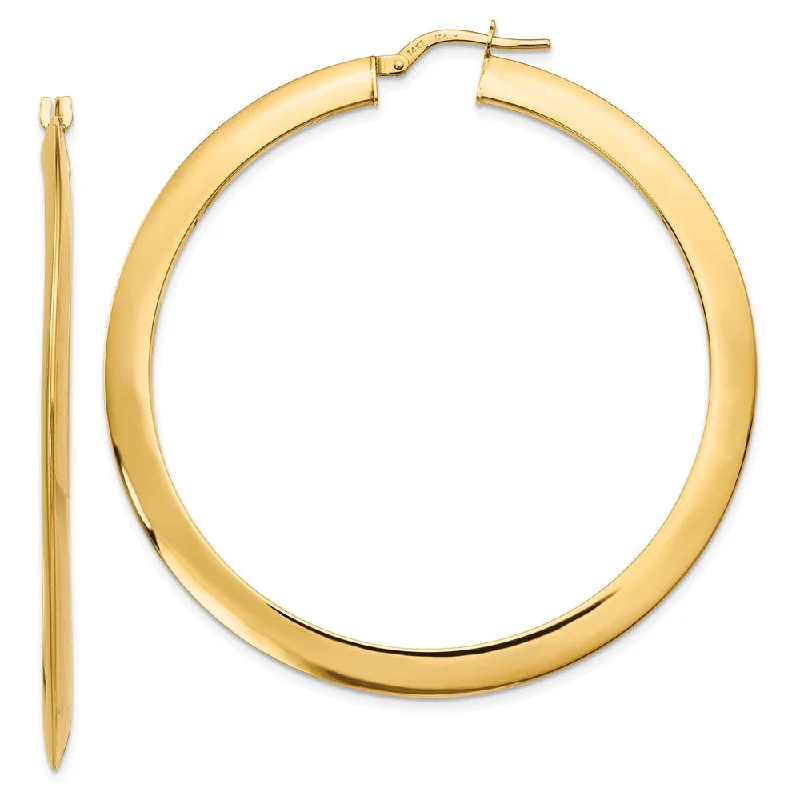 Women's earrings refined-elegance-2mm x 52mm (2 Inch) 14k Yellow Gold Knife Edge Round Hoop Earrings