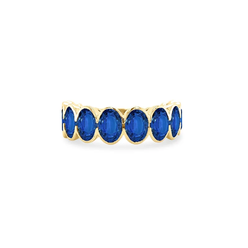 Women's rings evening-gem-Sapphire Oval Bezel Band