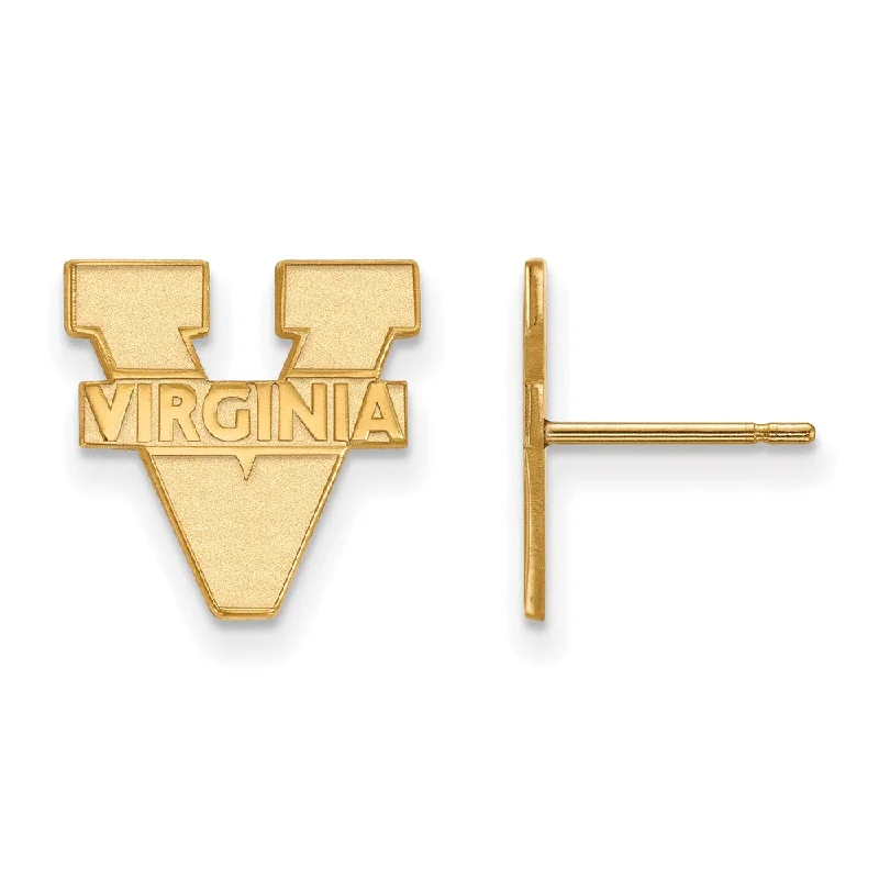 Women's earrings green-silver-10k Yellow Gold University of Virginia Small Post Earrings