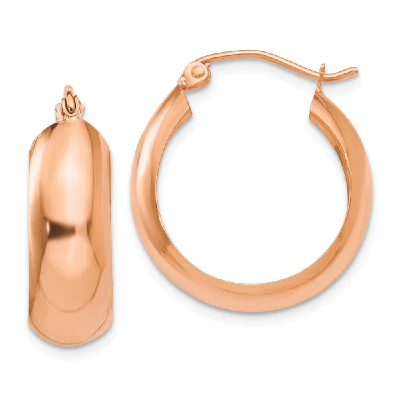 Women's earrings contemporary-twist-7mm x 21mm 14k Rose Gold Half Round Open Back Hoop Earrings