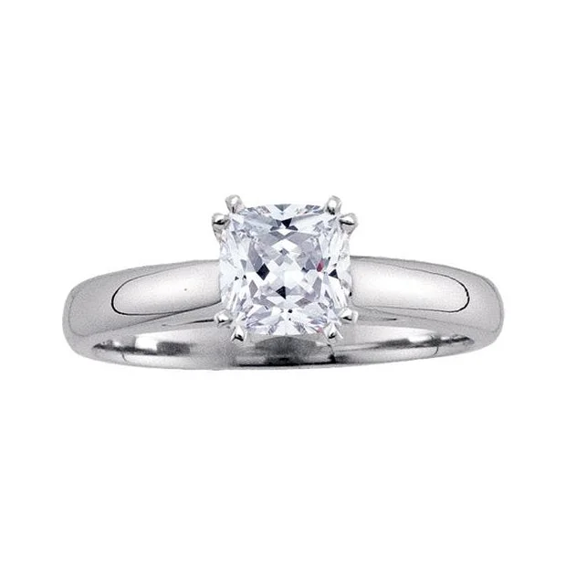 Women's engagement rings radiant-Royale 1 CTW Cushion Diamond Solitaire Engagement Ring in 14KT White Gold