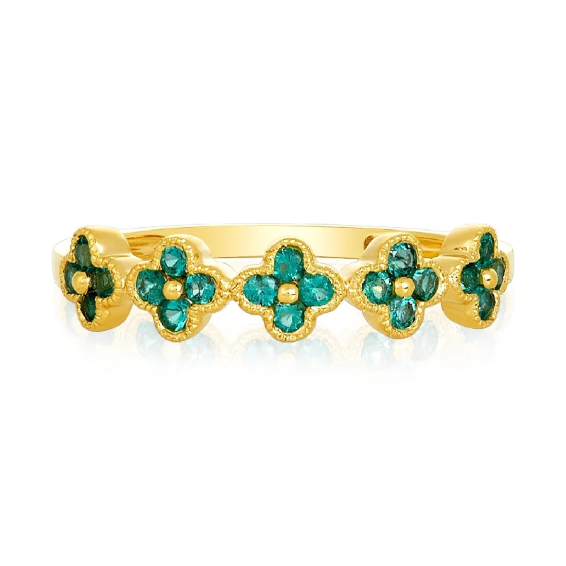 Women's rings refined-Gemstone Clover Band