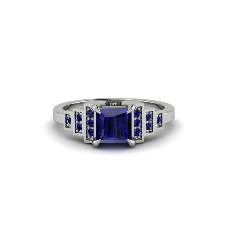 Women's engagement rings multi-stone-Sapphire Geometric Princess Cut Engagement Ring - Thea No. 75