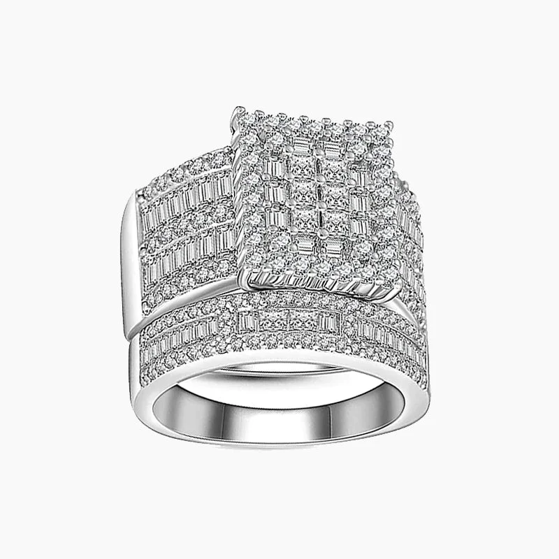 Women's engagement rings luxe-gold-Cluster Wedding Rings Fashion Silver Engagement Rings for Women