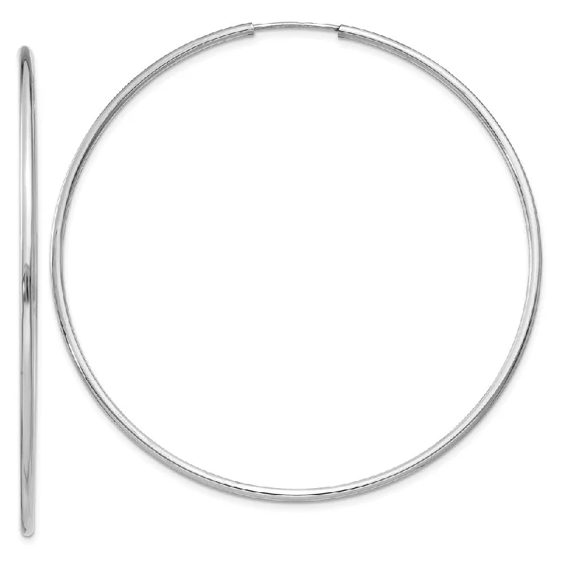 Women's earrings holiday-1.5mm, 14k White Gold Endless Hoop Earrings, 58mm (2 1/4 Inch)