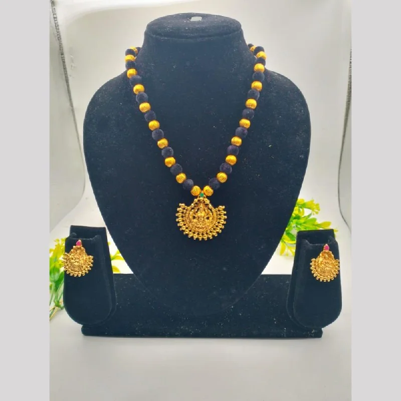 Women's necklaces gentle-chic-Shree Chamunda Jewellers Gold Plated Beads And Temple Necklace Set