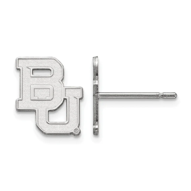 Women's earrings refined-rose-14k White Gold Baylor University XS (Tiny) 'BU' Post Earrings