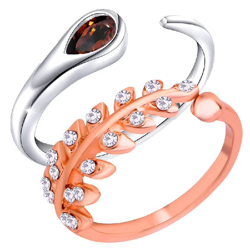 Women's rings arched-Darshana Jewels Adjustable Combo Ring