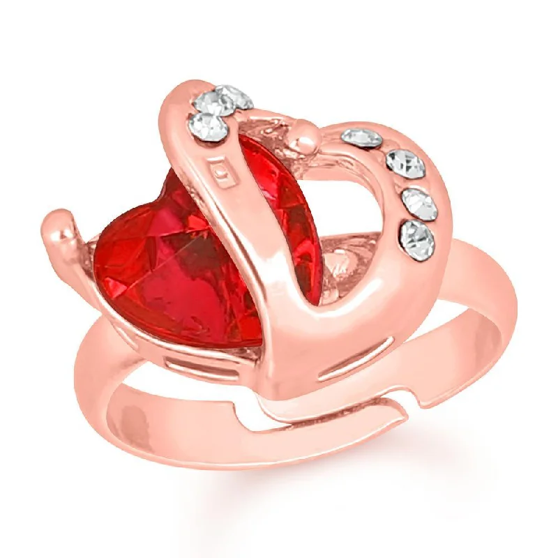 Women's rings evening-chic-Darshana Jewels Rose Gold Plated Austrian Stone Adjustable Ring