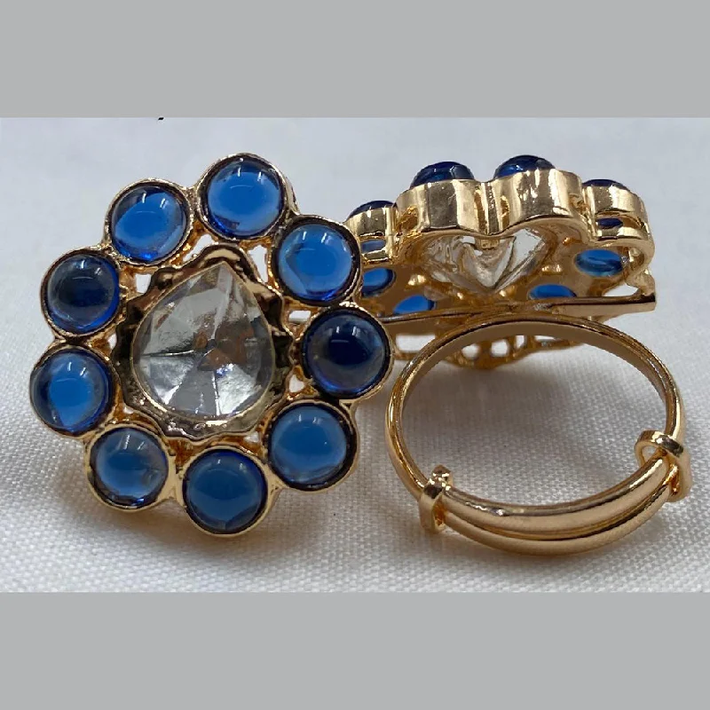 Women's rings refined-gold-Amoliya Jewels Gold Plated Crystal Stone Rings