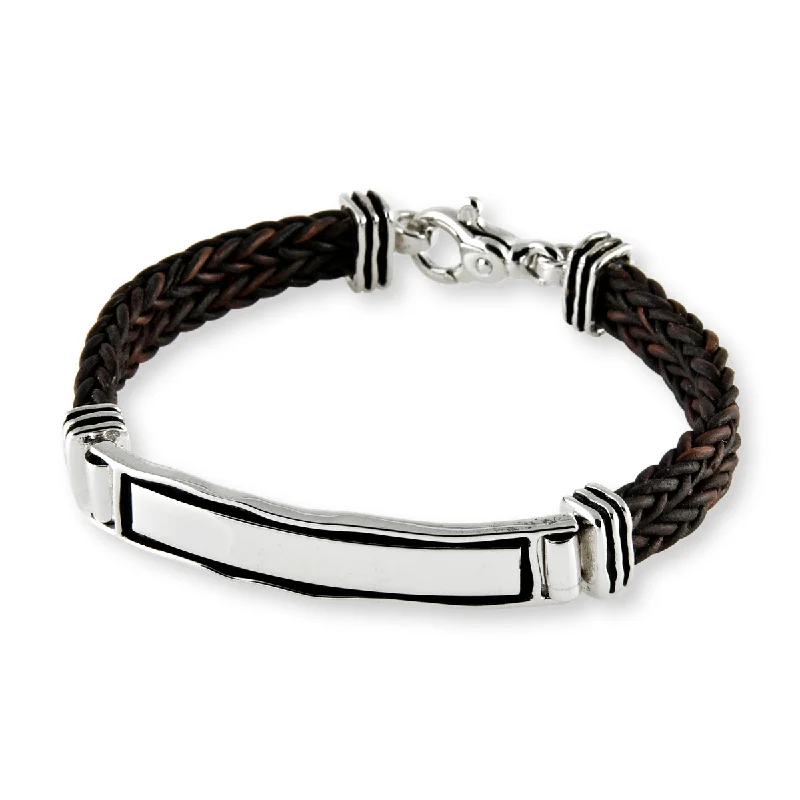 Women's bracelets fine-rose-cuff-Double Leather ID Bracelet