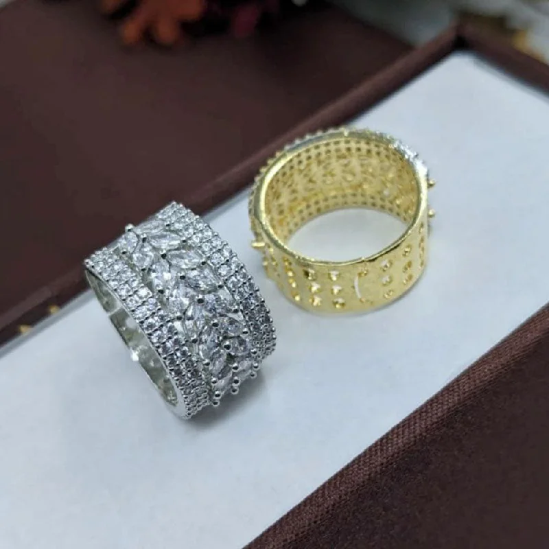 Women's rings artisan-band-Aamrapali Gold And Silver Plated Austrian Stone Ring