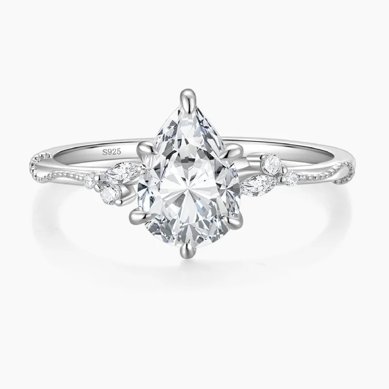 Women's engagement rings halo-2CT Pear Shaped Engagement Ring