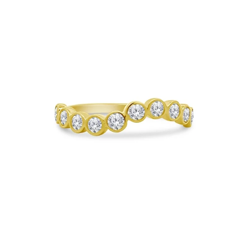 Women's rings striking-accent-Wavy Diamond Bezel Ring