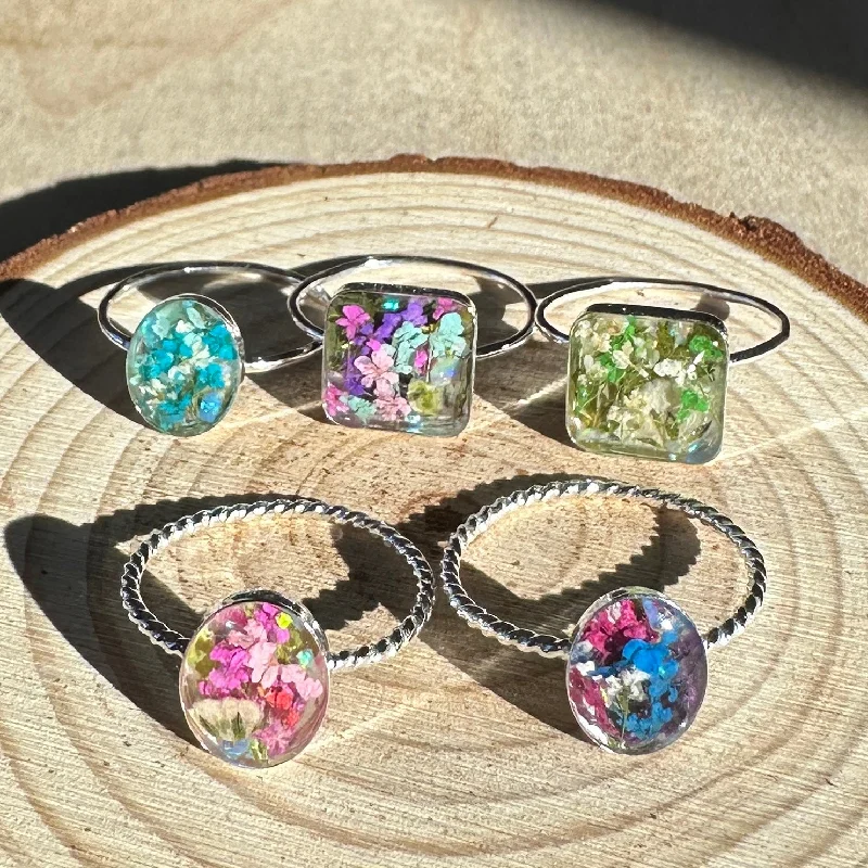 Women's rings tiered-Botanical Flower Rings - SIZE 7 - BG 135