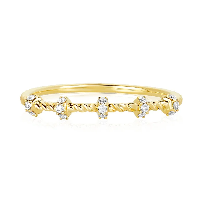 Women's rings fine-stone-Station Diamond Rope Ring