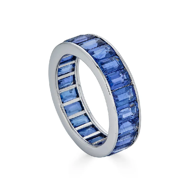 Women's rings striking-metal-Blue Sapphire Eternity Band