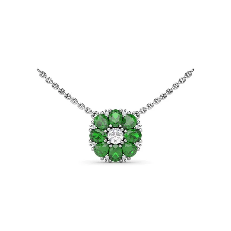 Women's necklaces creative-chain-Emerald Flower Cluster Necklace N1873E