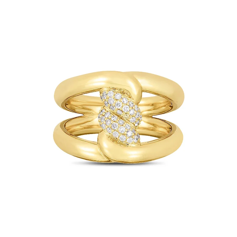 Women's rings fine-chic-Cialoma Knot Link Ring with Accent Diamonds