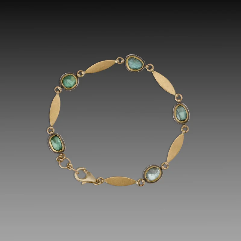 Women's bracelets fine-classic-Green Tourmaline Linked Bracelet