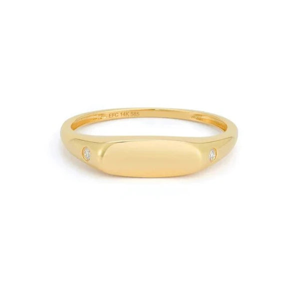 Women's rings contemporary-twist-Gold Bar Signet Ring