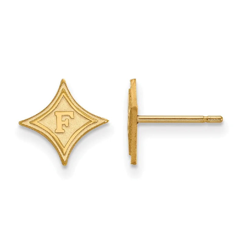 Women's earrings artisan-style-10k Yellow Gold Furman University XS (Tiny) Logo Post Earrings